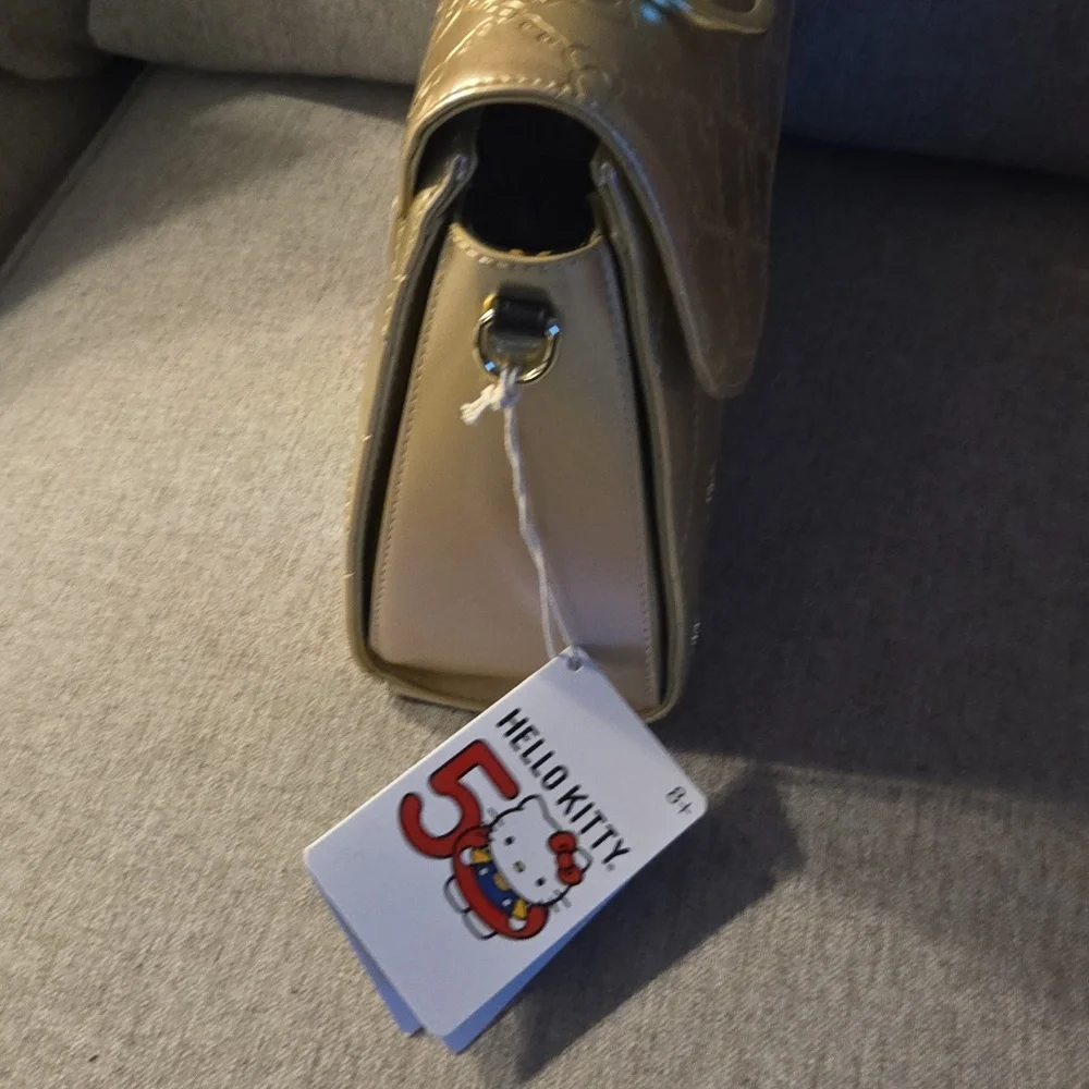 NWT Sanrio Hello Kitty 50th Anniversary Metallic Gold Crossbody Bag - Picture 5 of 13